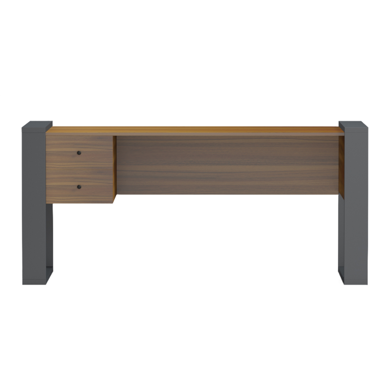 DESK WITH 2 DRAWERS TONTEL HM2157.03 MELAMINE IN WALNUT--GREY LEGS 160x60x73Hcm. [3]