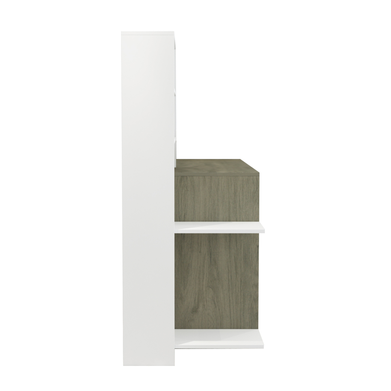 DESK WITH BOOKCASE ROCHELL MELAMINE OLIVE GREY WHITE COLOR 146,3x55x128,8Hcm.HM8886.11 [6]