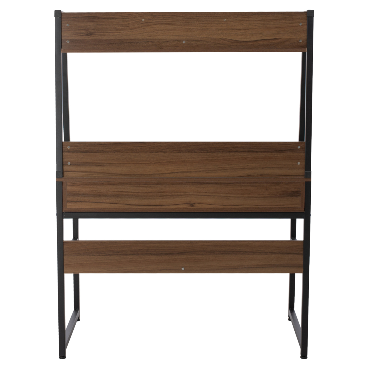 DESK WITH BOOKCASE TANAYA HM2390.12 MELAMINE IN WALNUT and METAL BLACK FRAME 100x48x139H cm. [5]