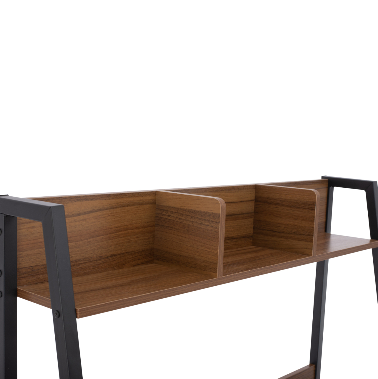DESK WITH BOOKCASE TANAYA HM2390.12 MELAMINE IN WALNUT and METAL BLACK FRAME 100x48x139H cm. [8]