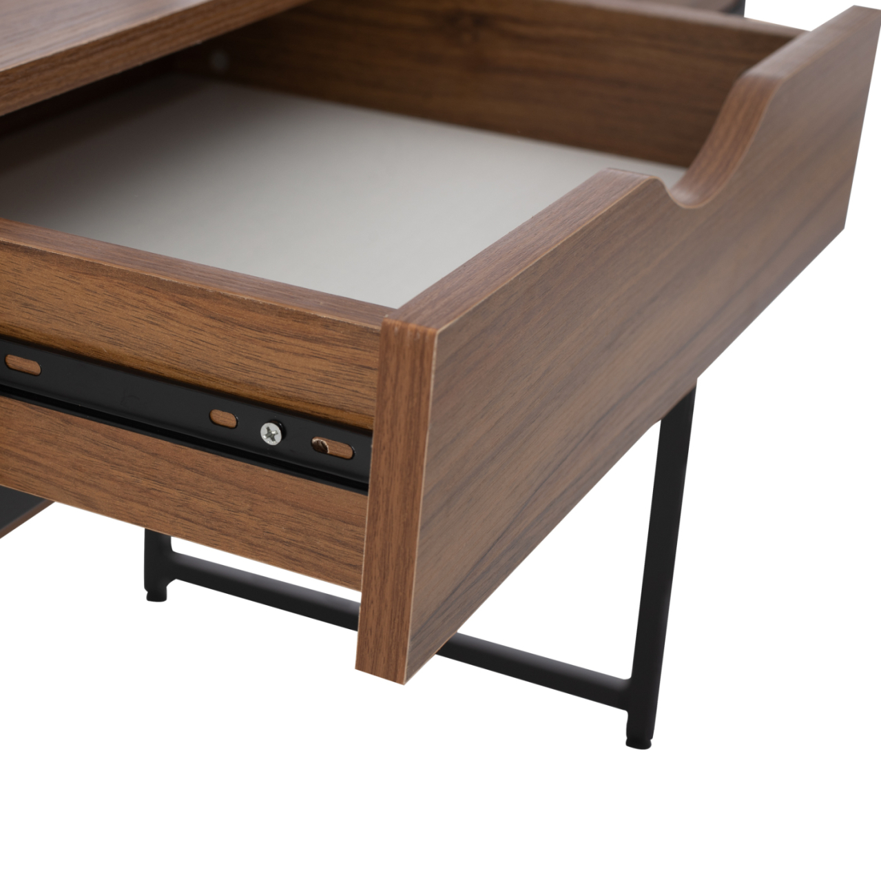 DESK WITH BOOKCASE TANAYA HM2390.12 MELAMINE IN WALNUT and METAL BLACK FRAME 100x48x139H cm. [7]