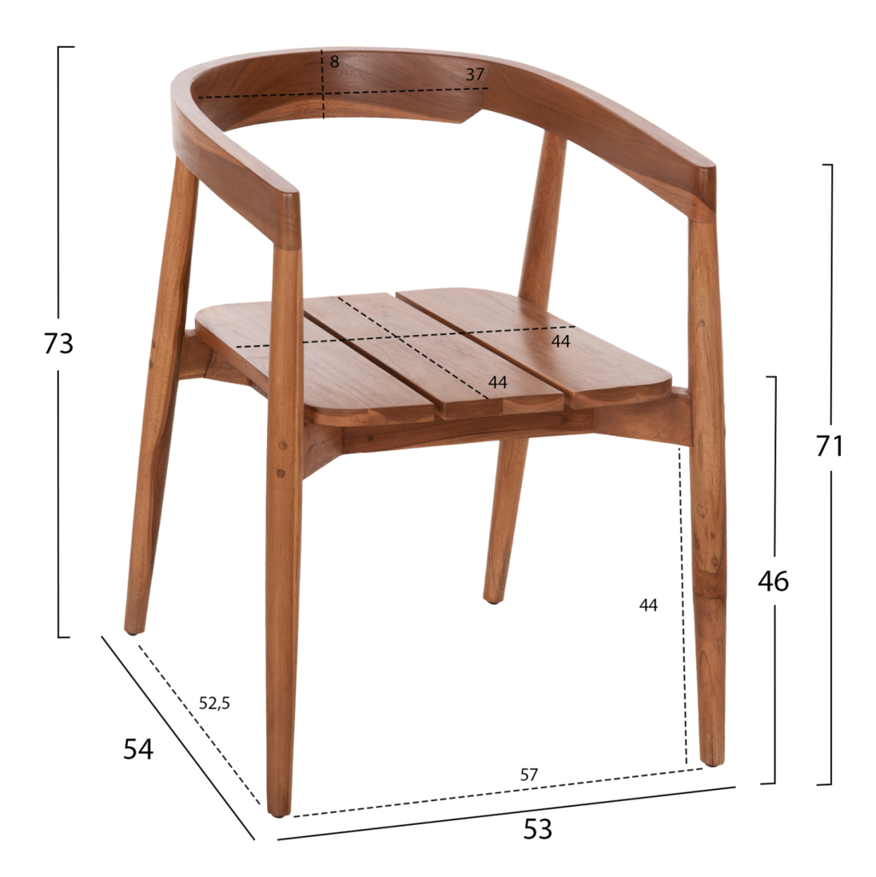 DINING ARMCHAIR ADONIS HM6938 TEAK WOOD IN NATURAL COLOR 53x54x73Hcm. [2]