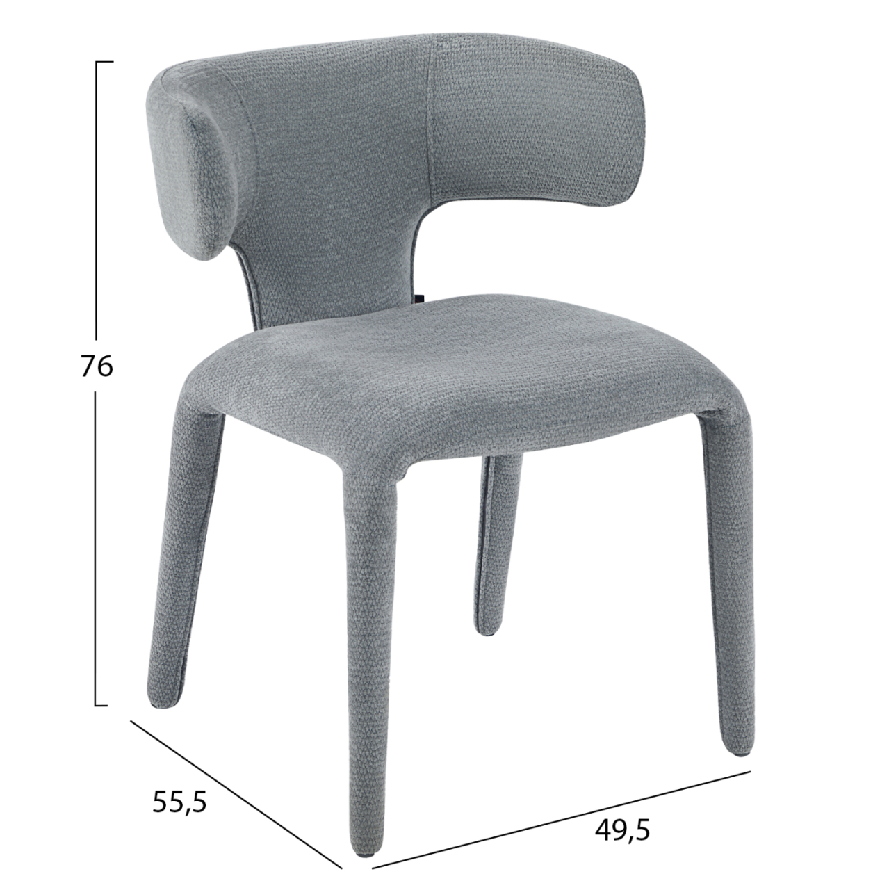 DINING ARMCHAIR BIEN HM18361.01 LIGHT GREY FABRIC 49.5x55.5x76Hcm. [3]