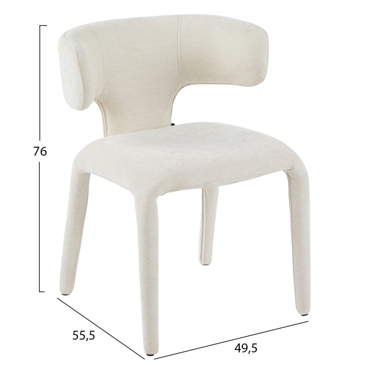 DINING ARMCHAIR BIEN HM18361.02 ECRU LINEN FABRIC 49.5x55.5x76Hcm. [3]