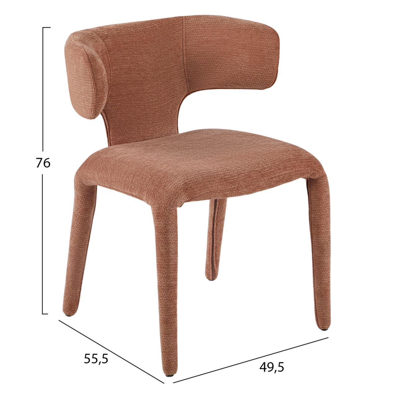 DINING ARMCHAIR BIEN HM18361.03 TERRACOTTA LINEN FABRIC 49.5x55.5x76Hcm. [3]