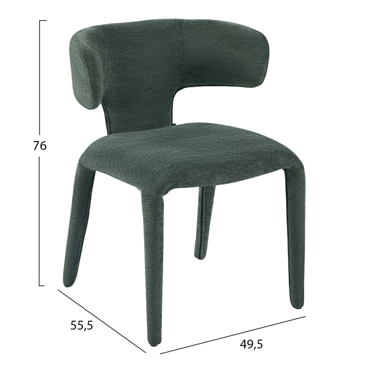 DINING ARMCHAIR BIEN HM18361.04 GREEN FABRIC 49.5x55.5x76Hcm. [3]