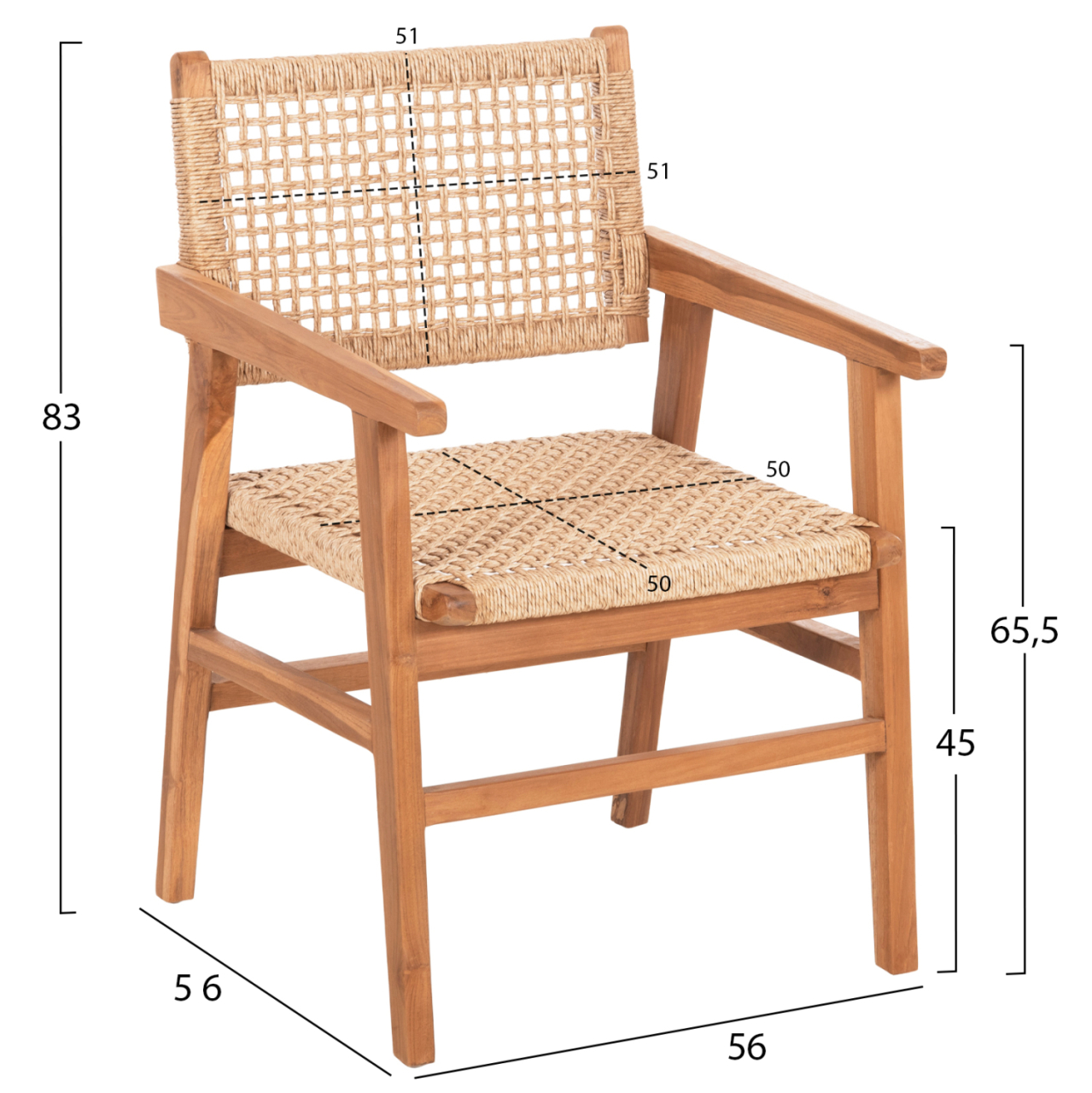 DINING ARMCHAIR BJORN HM9403.21 SOLID TEAK WOOD-ROPE 56x56x83Hcm. [2]