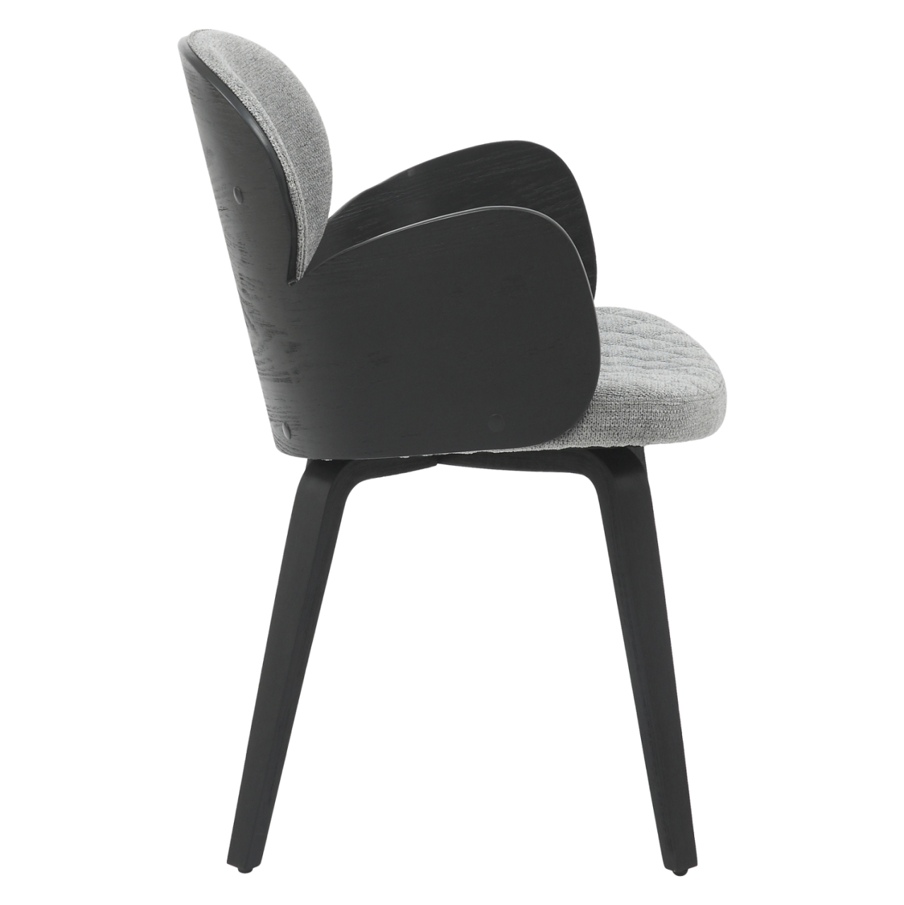DINING ARMCHAIR DARNELL HM9974.02 PLYWOOD IN BLACK COLOR-GREY FABRIC 56x56x83Hcm. [4]