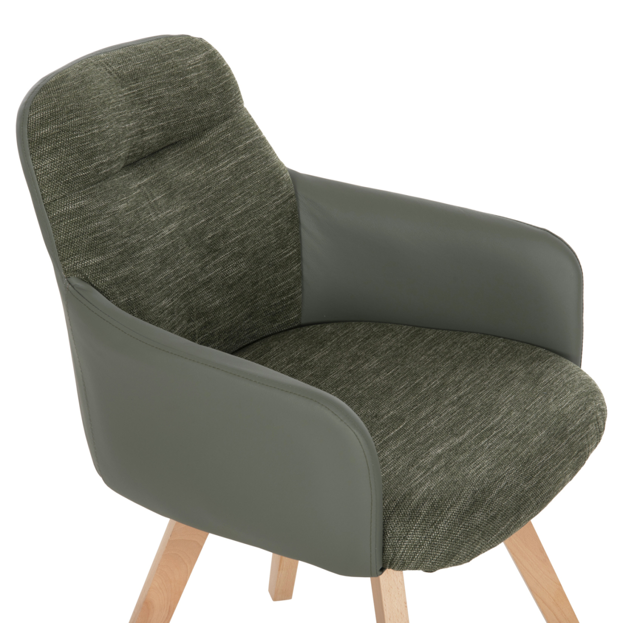 DINING ARMCHAIR DEW HM9848.05 FABRIC and PU IN GREEN-BEECH WOOD LEGS 56,5x62x81,5Hcm. [8]