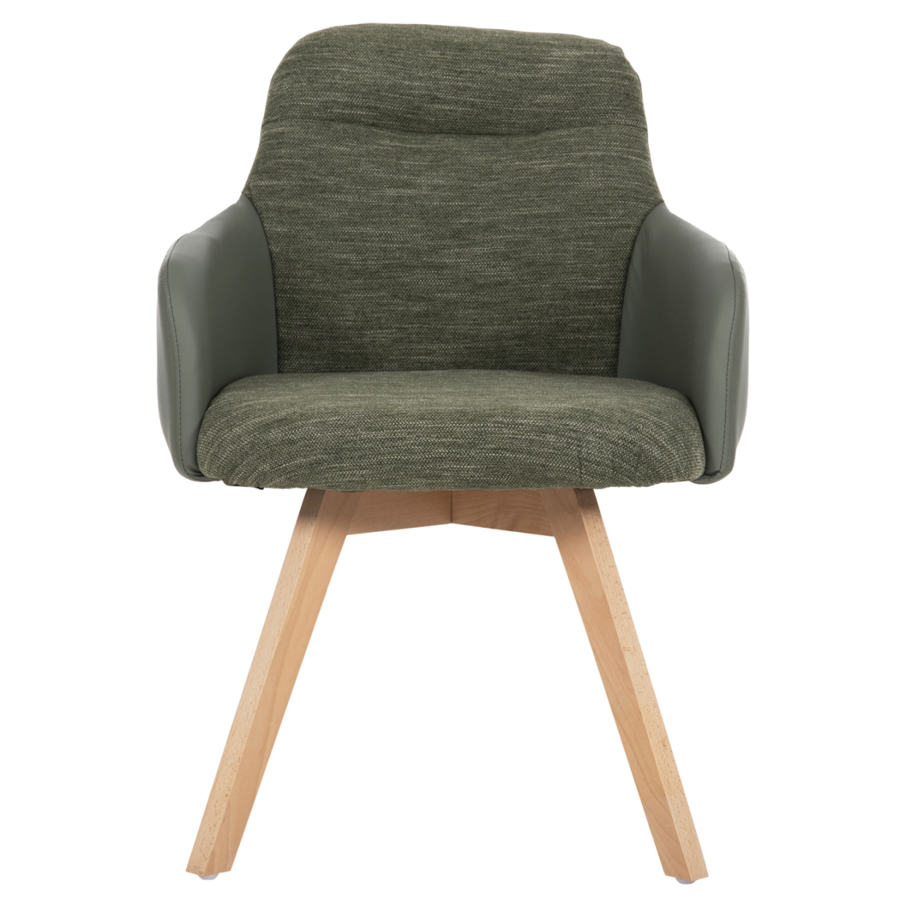 DINING ARMCHAIR DEW HM9848.05 FABRIC and PU IN GREEN-BEECH WOOD LEGS 56,5x62x81,5Hcm. [3]