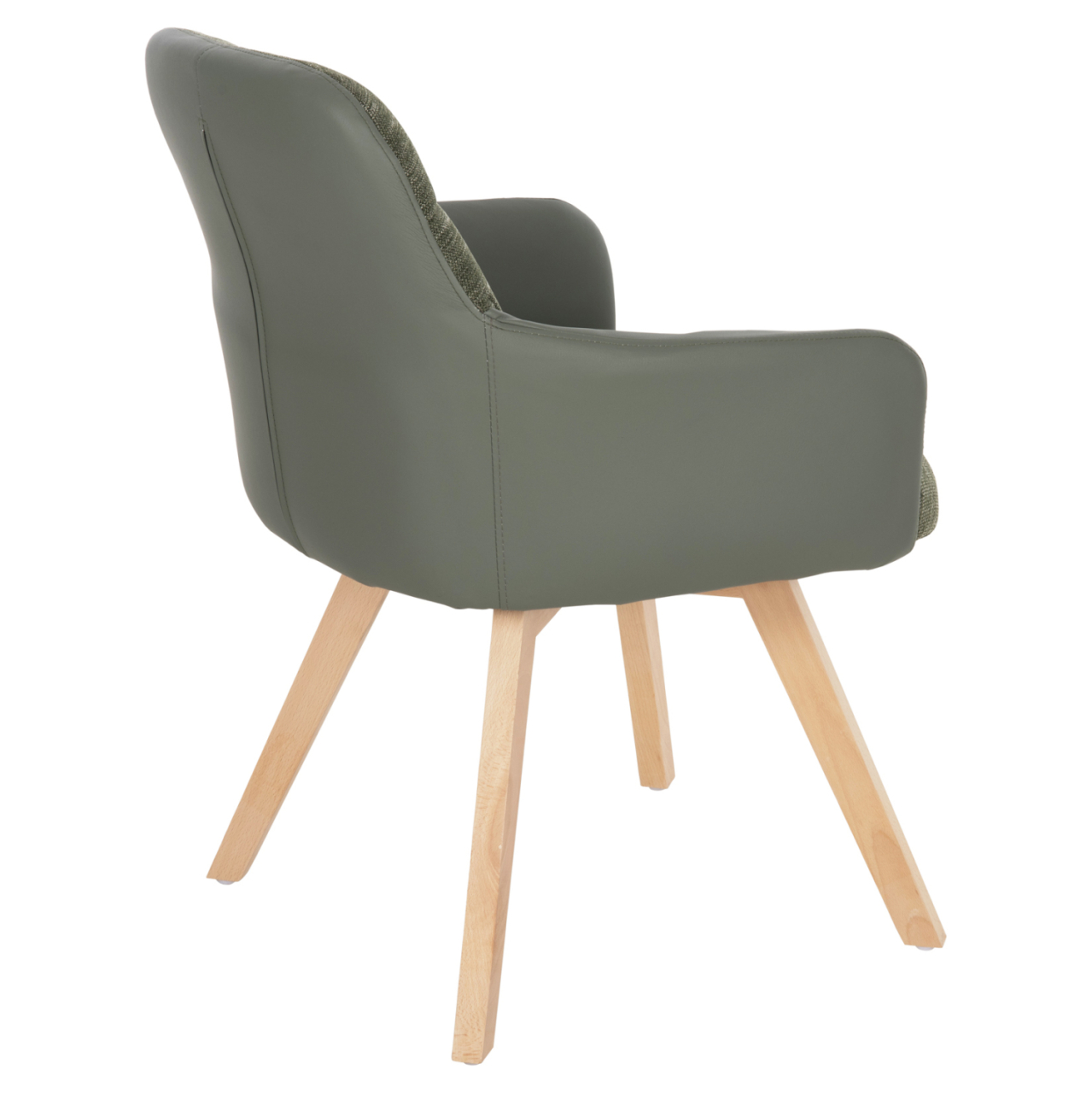 DINING ARMCHAIR DEW HM9848.05 FABRIC and PU IN GREEN-BEECH WOOD LEGS 56,5x62x81,5Hcm. [5]