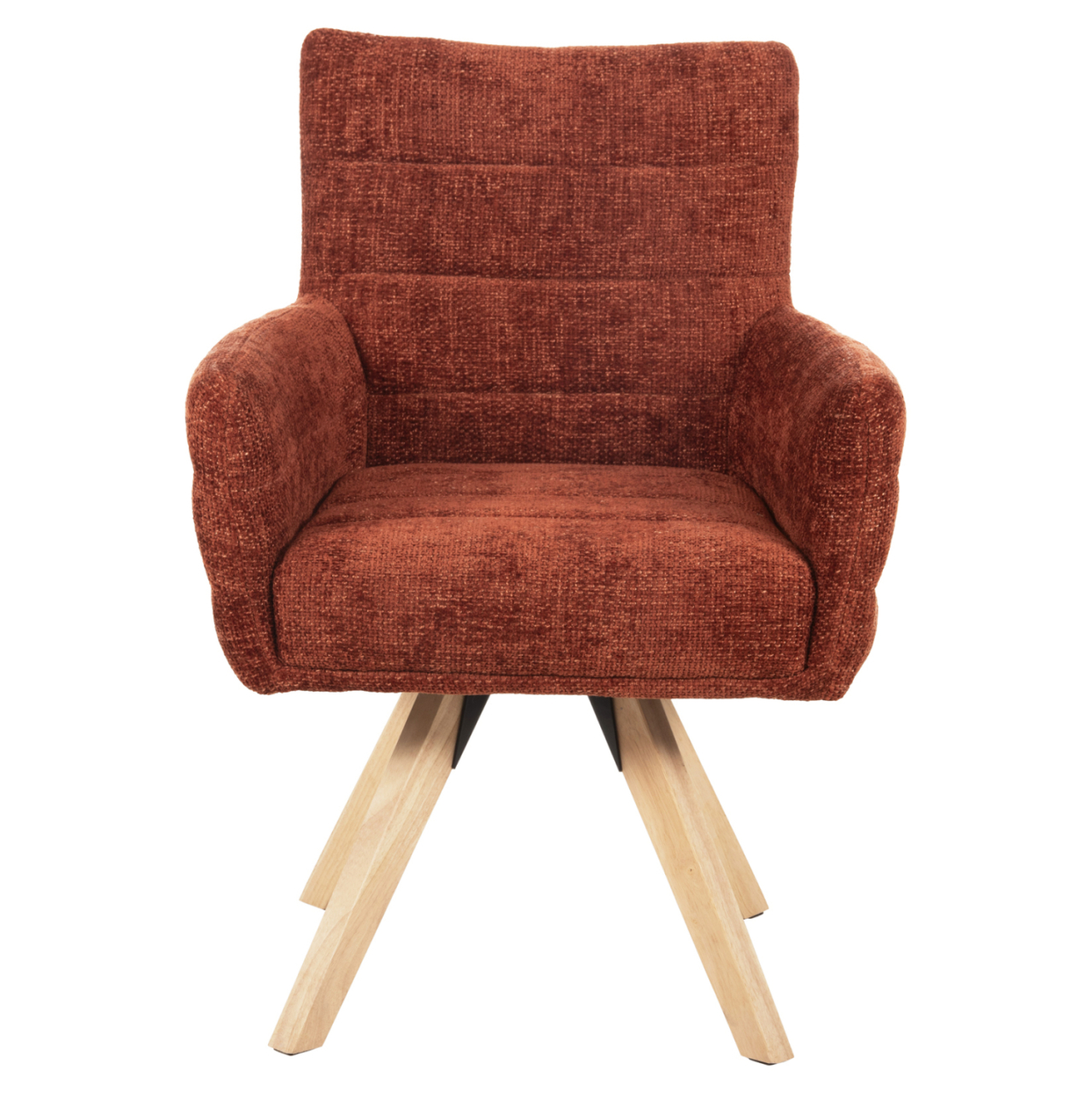 DINING ARMCHAIR GAZER HM9845.06 REDDISH BROWN FABRIC-RUBBERWOOD LEGS 66x63x91Hcm. [3]