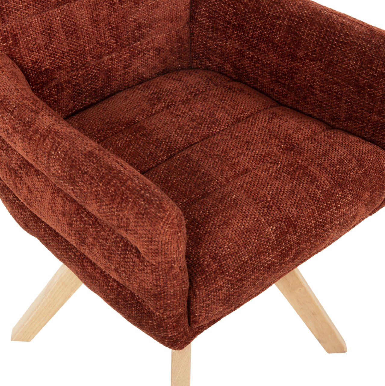 DINING ARMCHAIR GAZER HM9845.06 REDDISH BROWN FABRIC-RUBBERWOOD LEGS 66x63x91Hcm. [8]