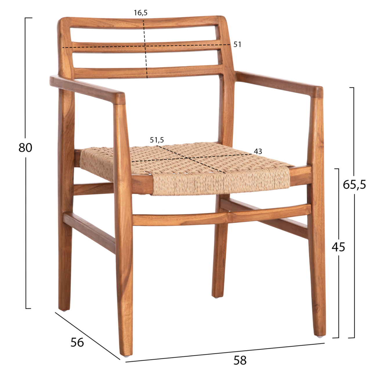 DINING ARMCHAIR HERRIN HM18230 TEAK WOOD-VIRO ROPE 58x56x80Hcm. [2]