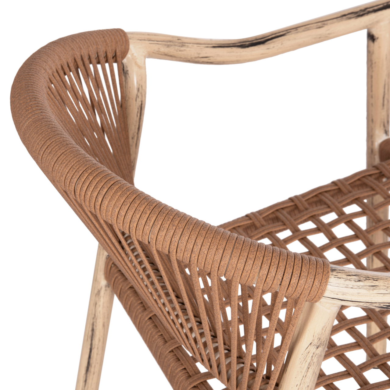 DINING ARMCHAIR KERLY HM6050.01 ALUMINUM IN OAK LOOK--P.E.RATTAN IN COPPER COLOR 54x58.5x76Hcm [9]