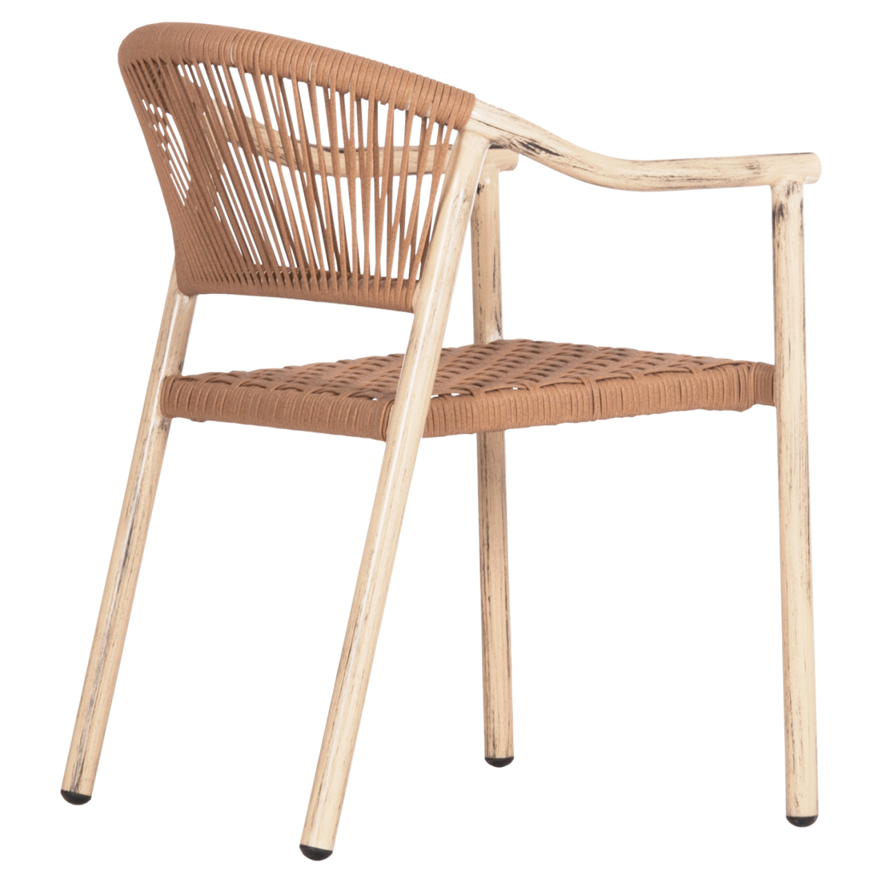 DINING ARMCHAIR KERLY HM6050.01 ALUMINUM IN OAK LOOK--P.E.RATTAN IN COPPER COLOR 54x58.5x76Hcm [5]