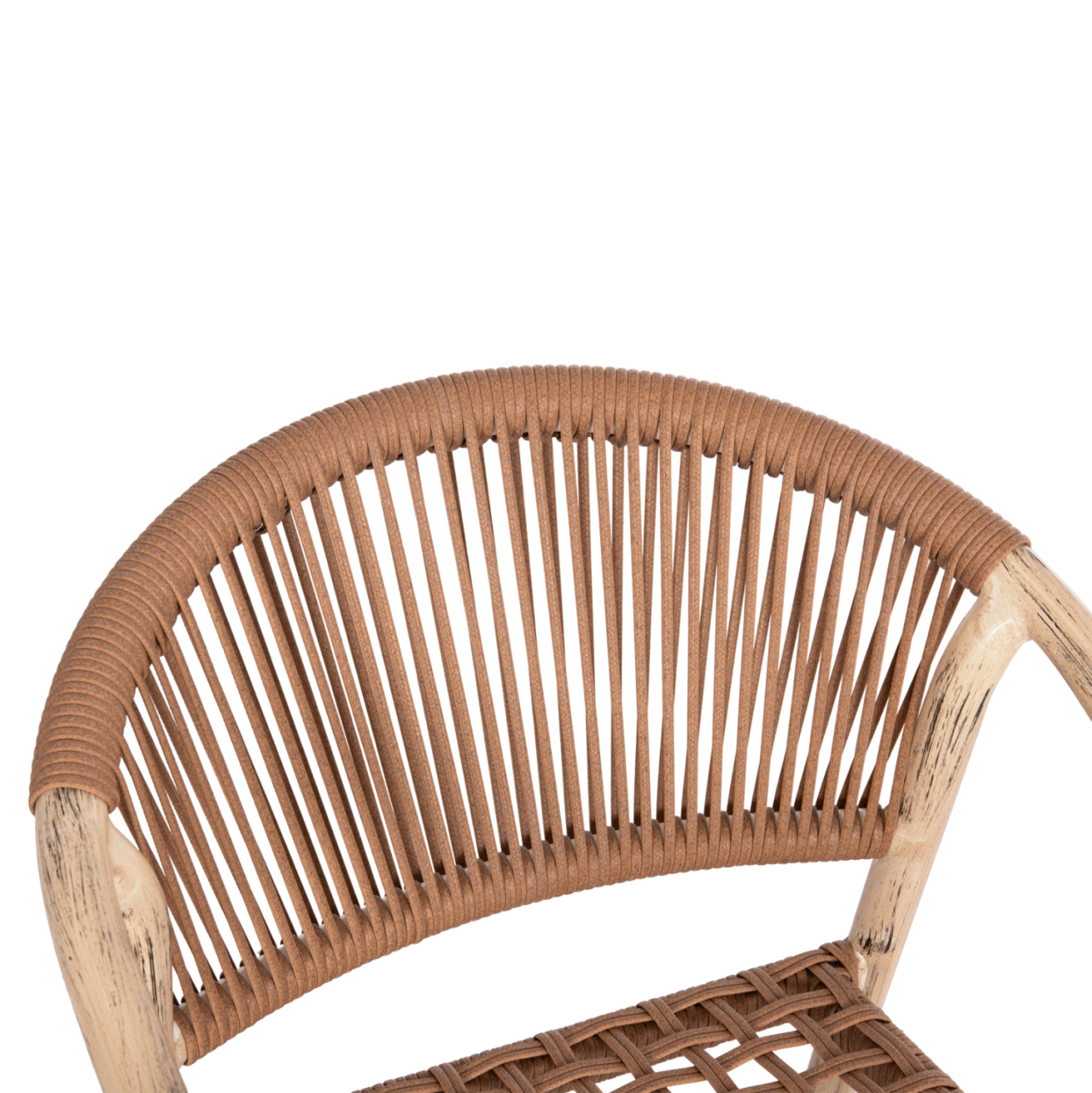 DINING ARMCHAIR KERLY HM6050.01 ALUMINUM IN OAK LOOK--P.E.RATTAN IN COPPER COLOR 54x58.5x76Hcm [7]