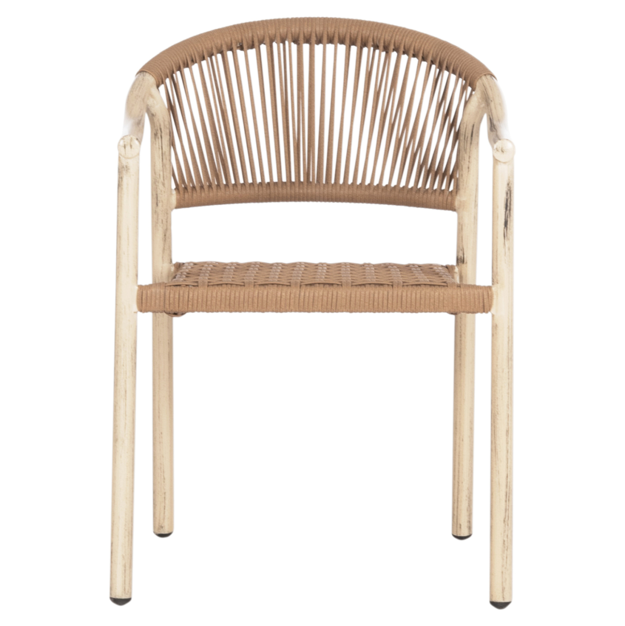 DINING ARMCHAIR KERLY HM6050.01 ALUMINUM IN OAK LOOK--P.E.RATTAN IN COPPER COLOR 54x58.5x76Hcm [3]