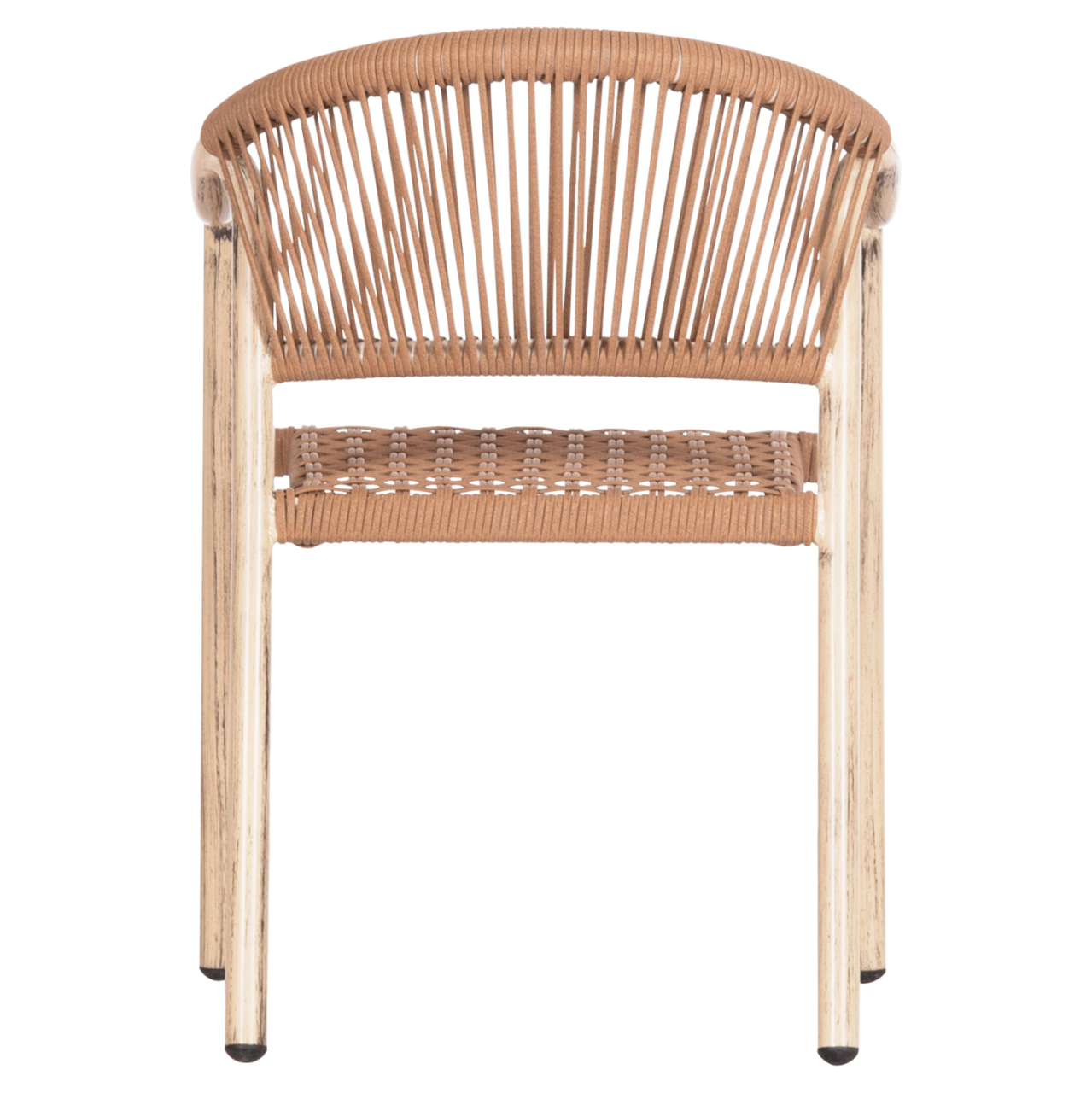 DINING ARMCHAIR KERLY HM6050.01 ALUMINUM IN OAK LOOK--P.E.RATTAN IN COPPER COLOR 54x58.5x76Hcm [6]