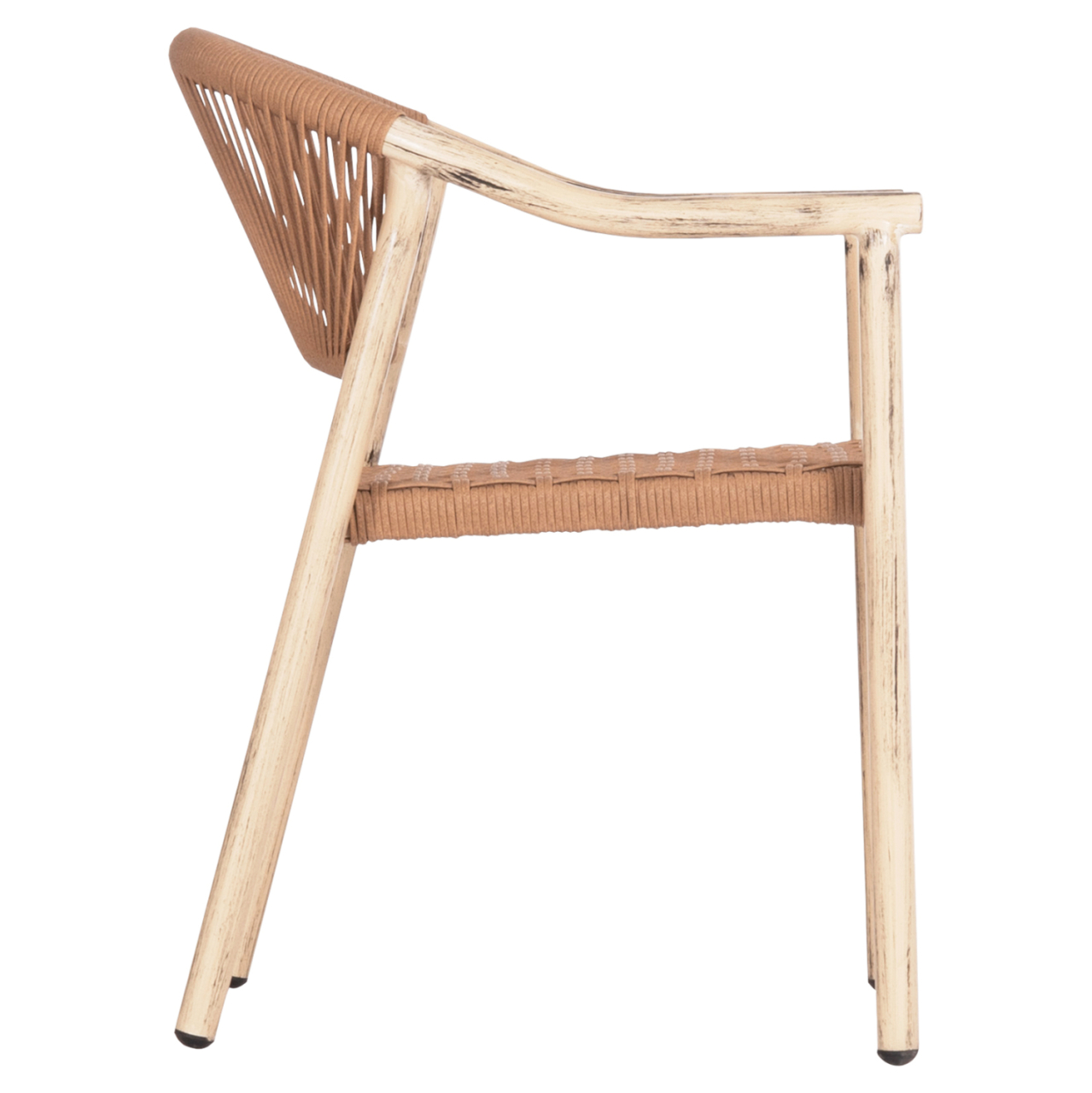 DINING ARMCHAIR KERLY HM6050.01 ALUMINUM IN OAK LOOK--P.E.RATTAN IN COPPER COLOR 54x58.5x76Hcm [4]