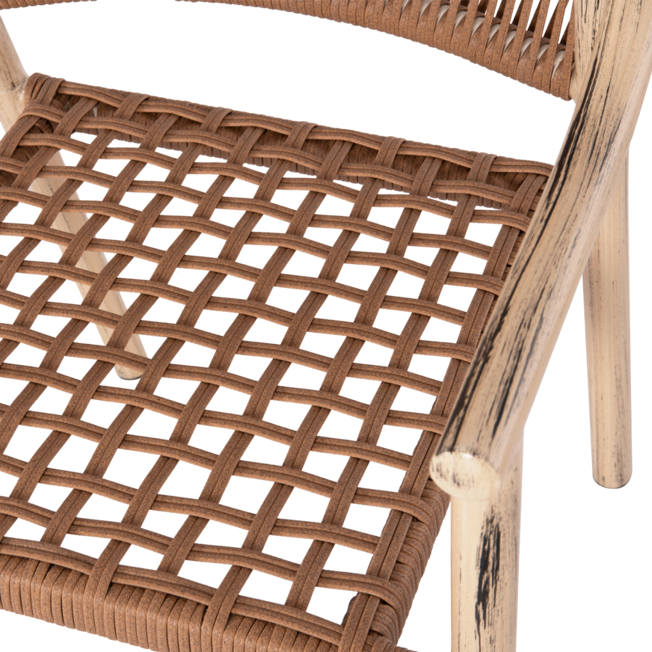 DINING ARMCHAIR KERLY HM6050.01 ALUMINUM IN OAK LOOK--P.E.RATTAN IN COPPER COLOR 54x58.5x76Hcm [8]