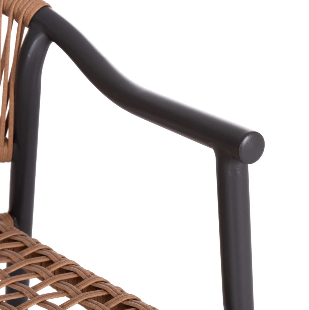 DINING ARMCHAIR KERLY HM6050.10 ALUMINUM IN DARK GREY--P.E.RATTAN IN BEIGE COLOR 54x58.5x76Hcm [9]