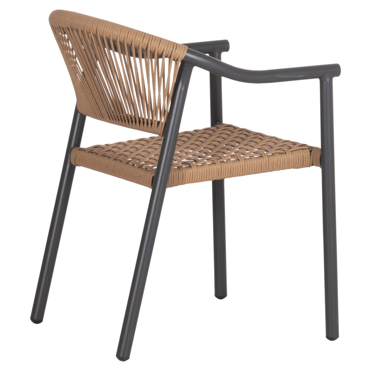 DINING ARMCHAIR KERLY HM6050.10 ALUMINUM IN DARK GREY--P.E.RATTAN IN BEIGE COLOR 54x58.5x76Hcm [5]