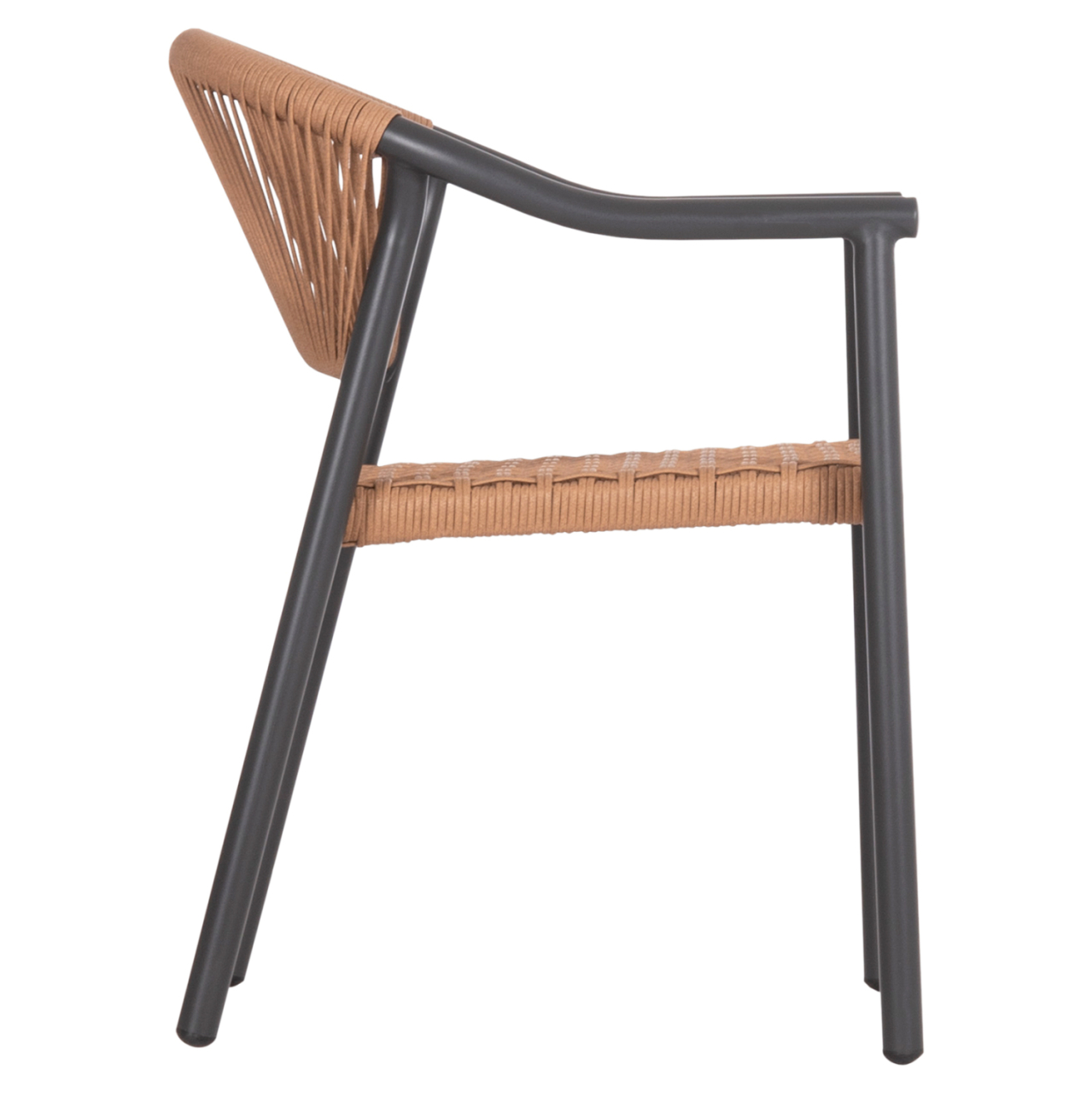 DINING ARMCHAIR KERLY HM6050.10 ALUMINUM IN DARK GREY--P.E.RATTAN IN BEIGE COLOR 54x58.5x76Hcm [4]