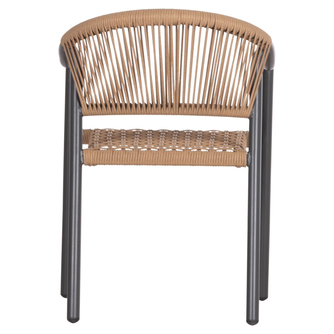 DINING ARMCHAIR KERLY HM6050.10 ALUMINUM IN DARK GREY--P.E.RATTAN IN BEIGE COLOR 54x58.5x76Hcm [6]