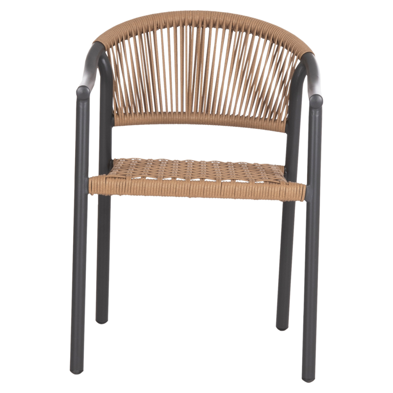 DINING ARMCHAIR KERLY HM6050.10 ALUMINUM IN DARK GREY--P.E.RATTAN IN BEIGE COLOR 54x58.5x76Hcm [3]