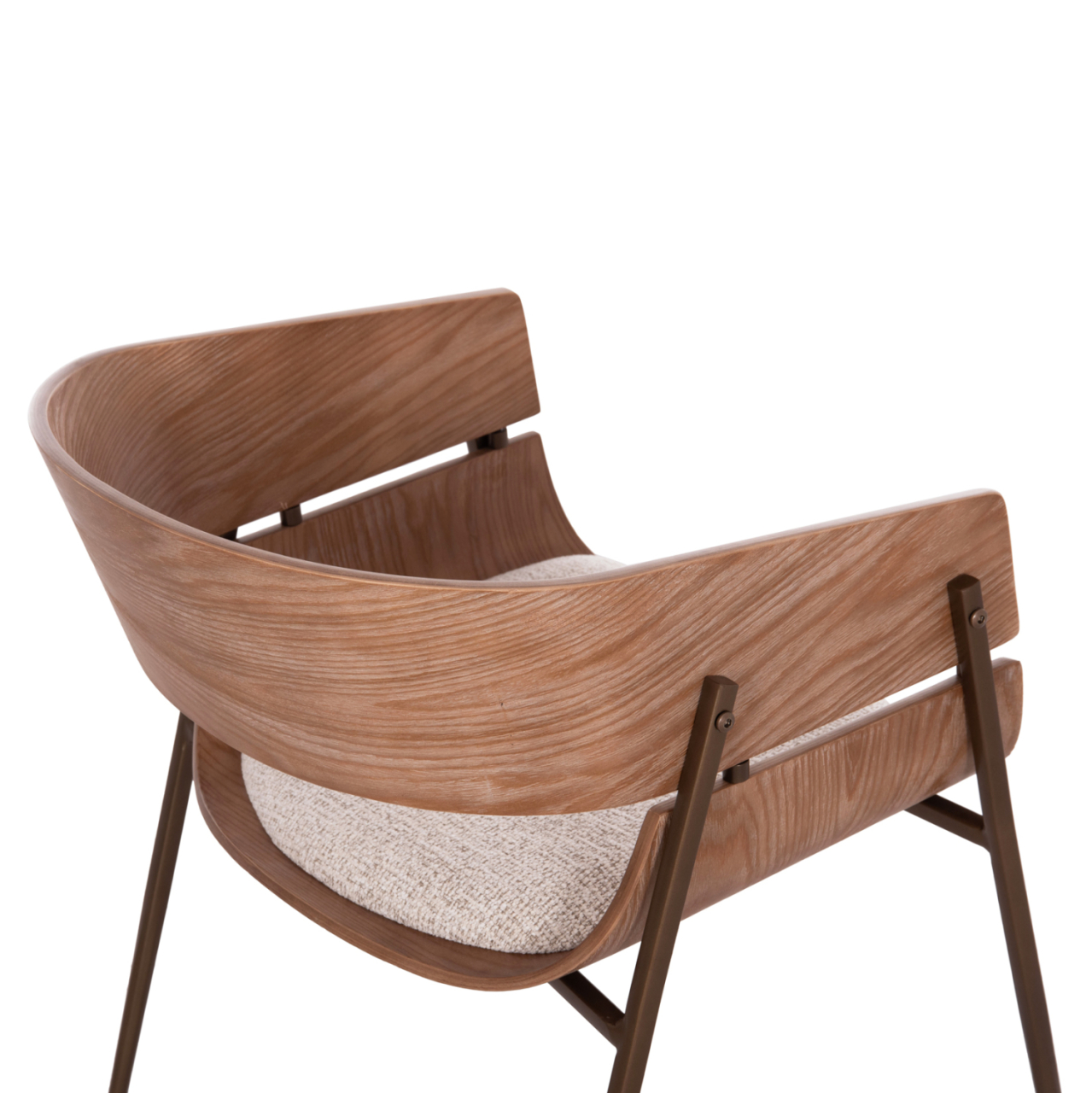 DINING ARMCHAIR KRILL HM18254.01 PLYWOOD IN WHITEWASH--META LEGS IN COPPER COLOR 55.5x55x72Hcm. [10]