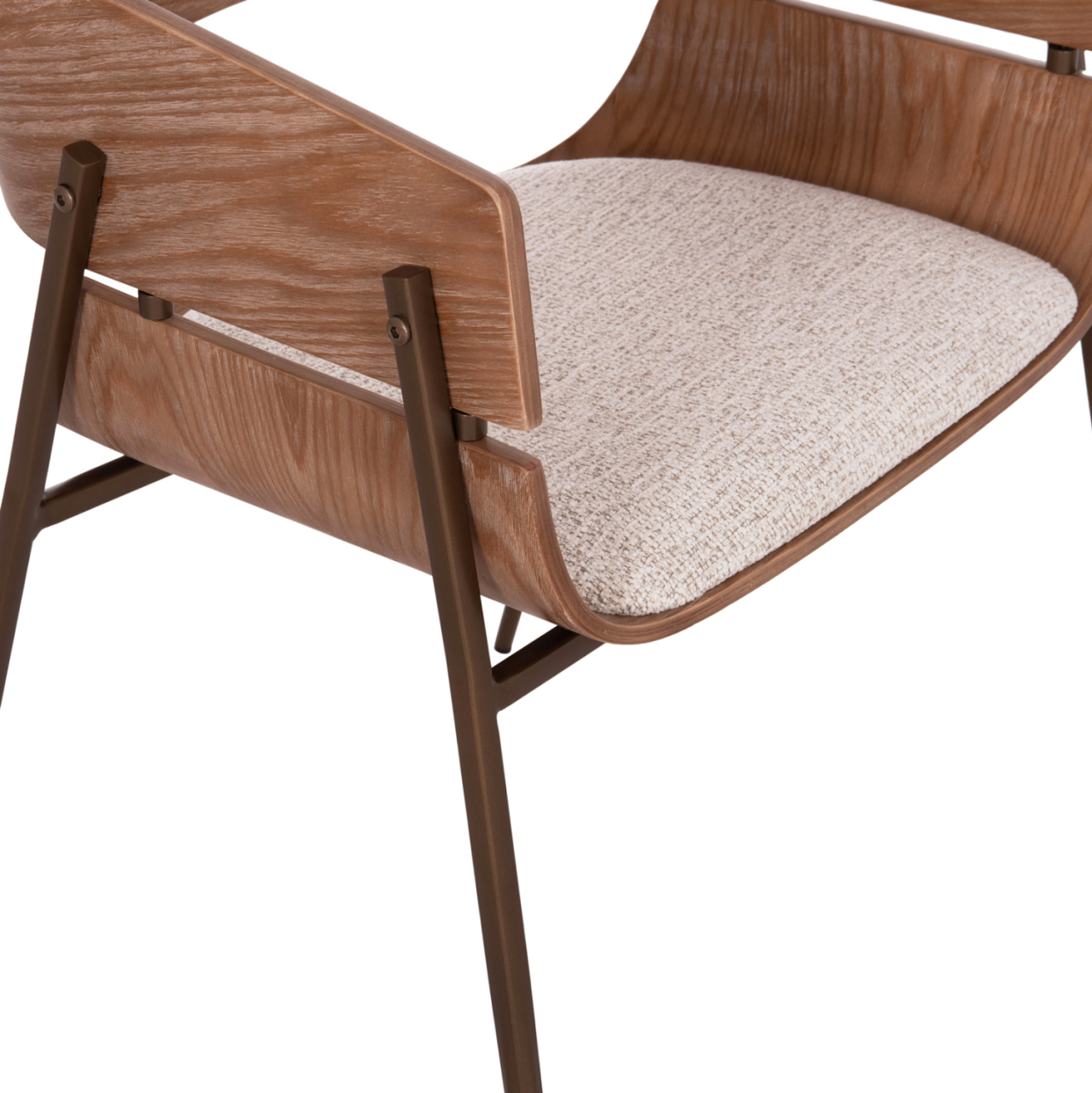 DINING ARMCHAIR KRILL HM18254.01 PLYWOOD IN WHITEWASH--META LEGS IN COPPER COLOR 55.5x55x72Hcm. [9]