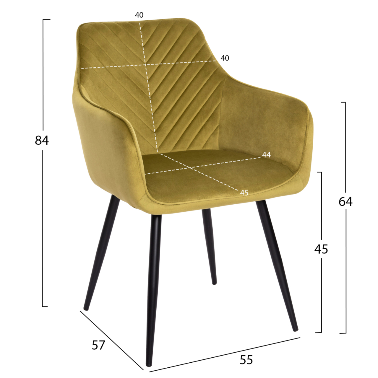 DINING ARMCHAIR LATRELL HM8582.07 OLIVE GREEN VELVET and BLACK METAL LEGS 55x57x84Hcm. [2]