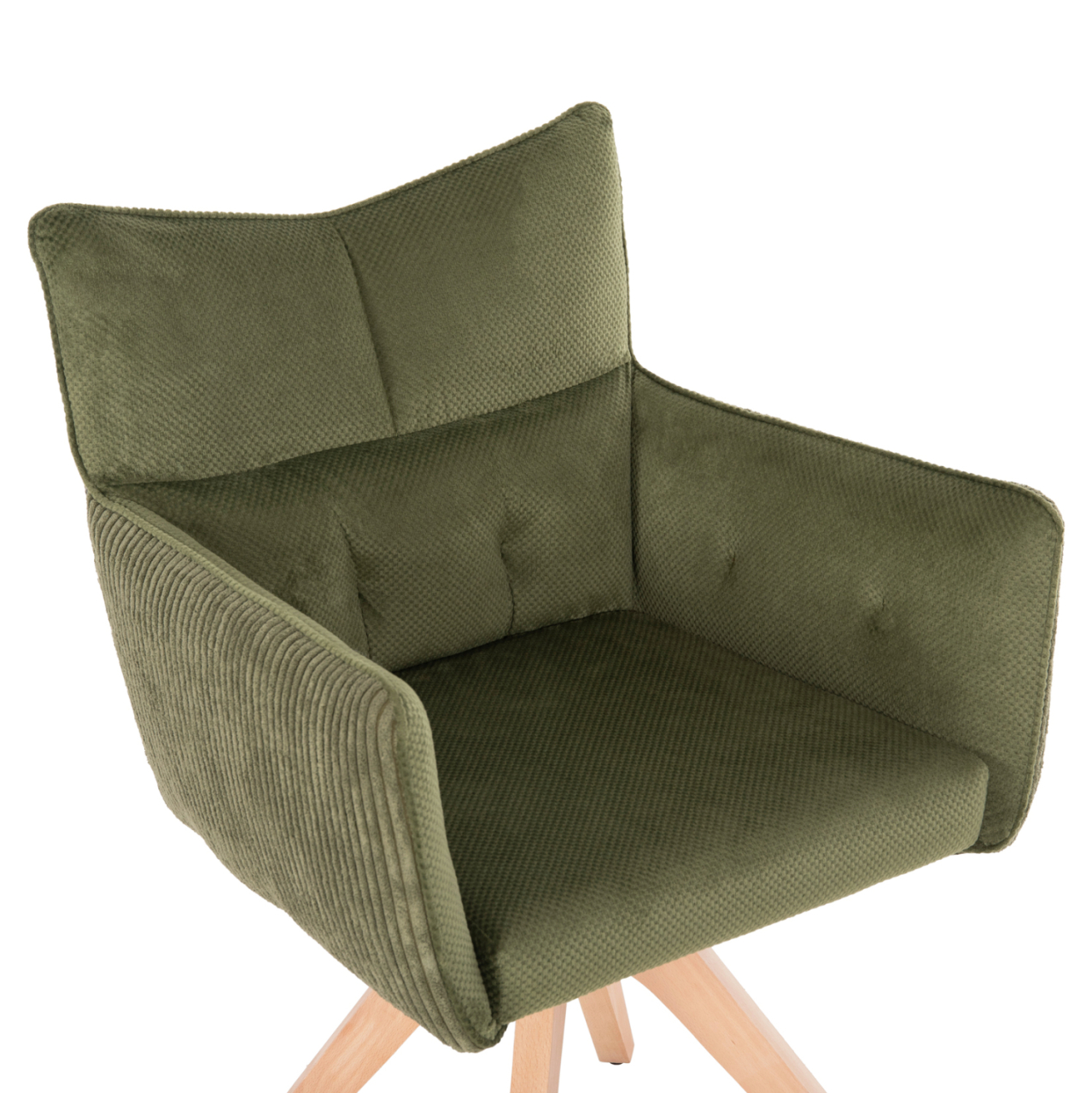 DINING ARMCHAIR QUILL HM9843.05 GREEN FABRIC-BEECH WOOD LEGS 61x57,5x91Hcm. [7]