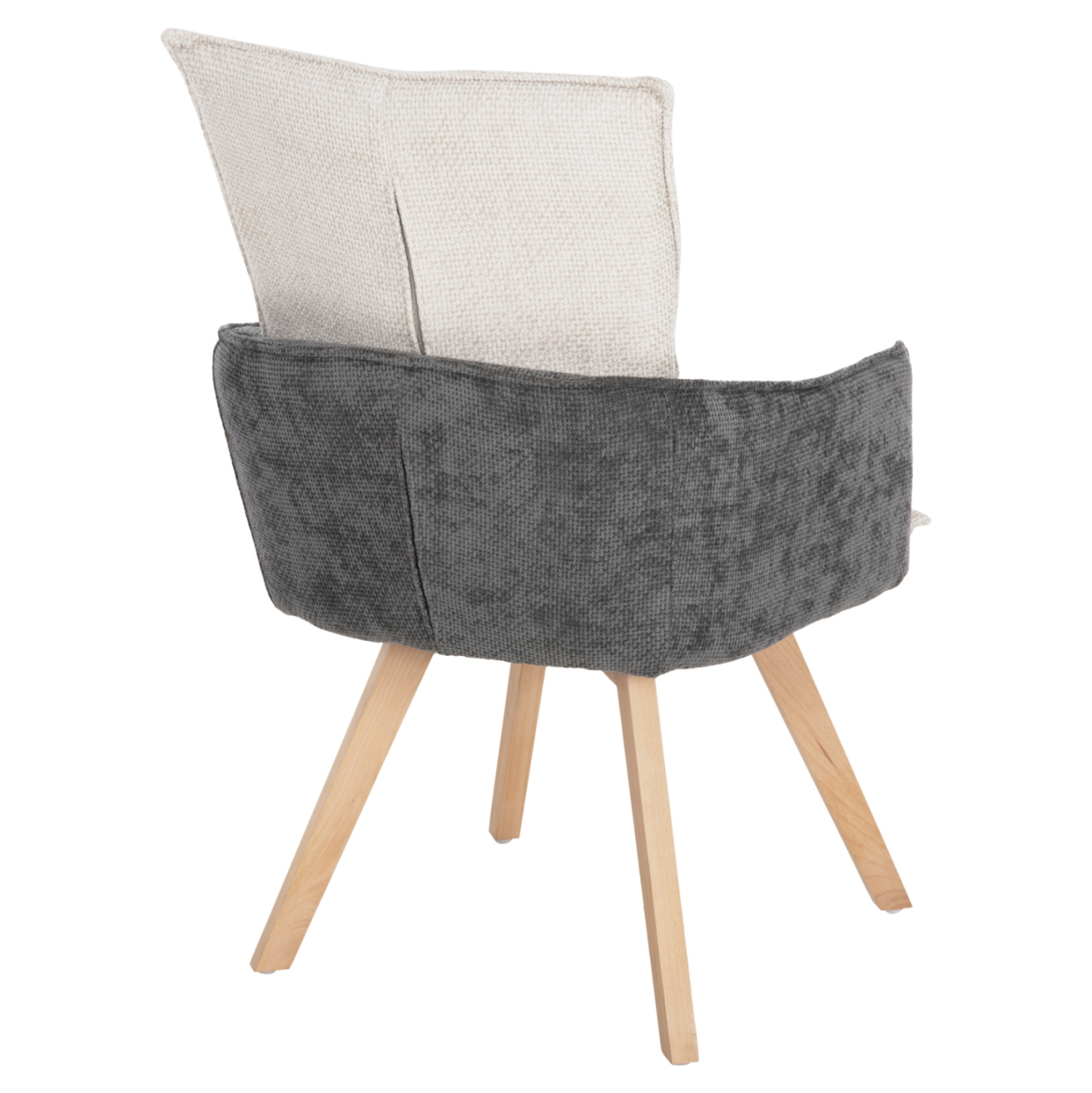DINING ARMCHAIR REX HM9847.04 BEIGE-GREY FABRIC-BEECH WOOD LEGS 53x60x93Hcm. [5]