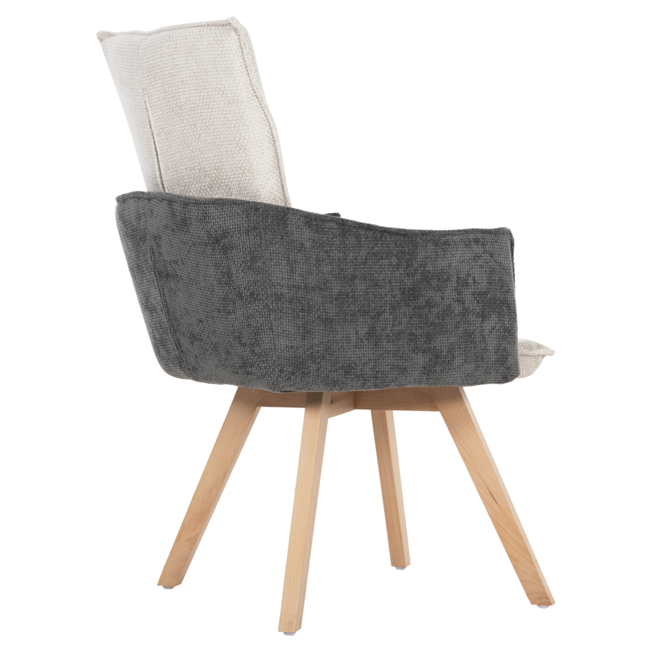 DINING ARMCHAIR REX HM9847.04 BEIGE-GREY FABRIC-BEECH WOOD LEGS 53x60x93Hcm. [4]
