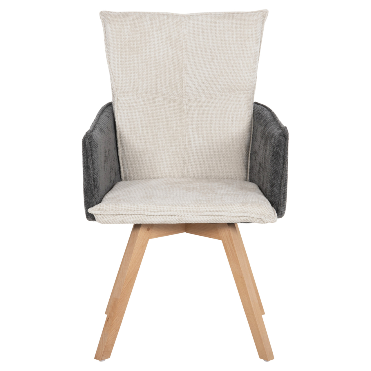 DINING ARMCHAIR REX HM9847.04 BEIGE-GREY FABRIC-BEECH WOOD LEGS 53x60x93Hcm. [3]
