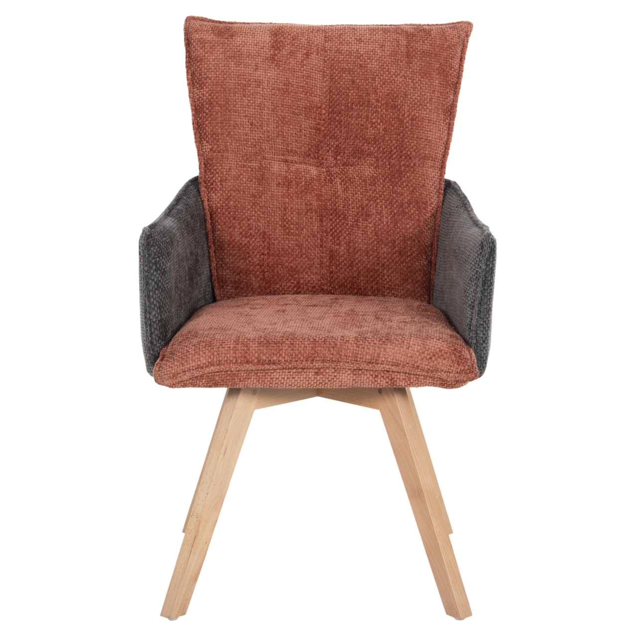 DINING ARMCHAIR REX HM9847.06 BRICK RED-GREY FABRIC-BEECH WOOD LEGS 53x60x93Hcm. [3]