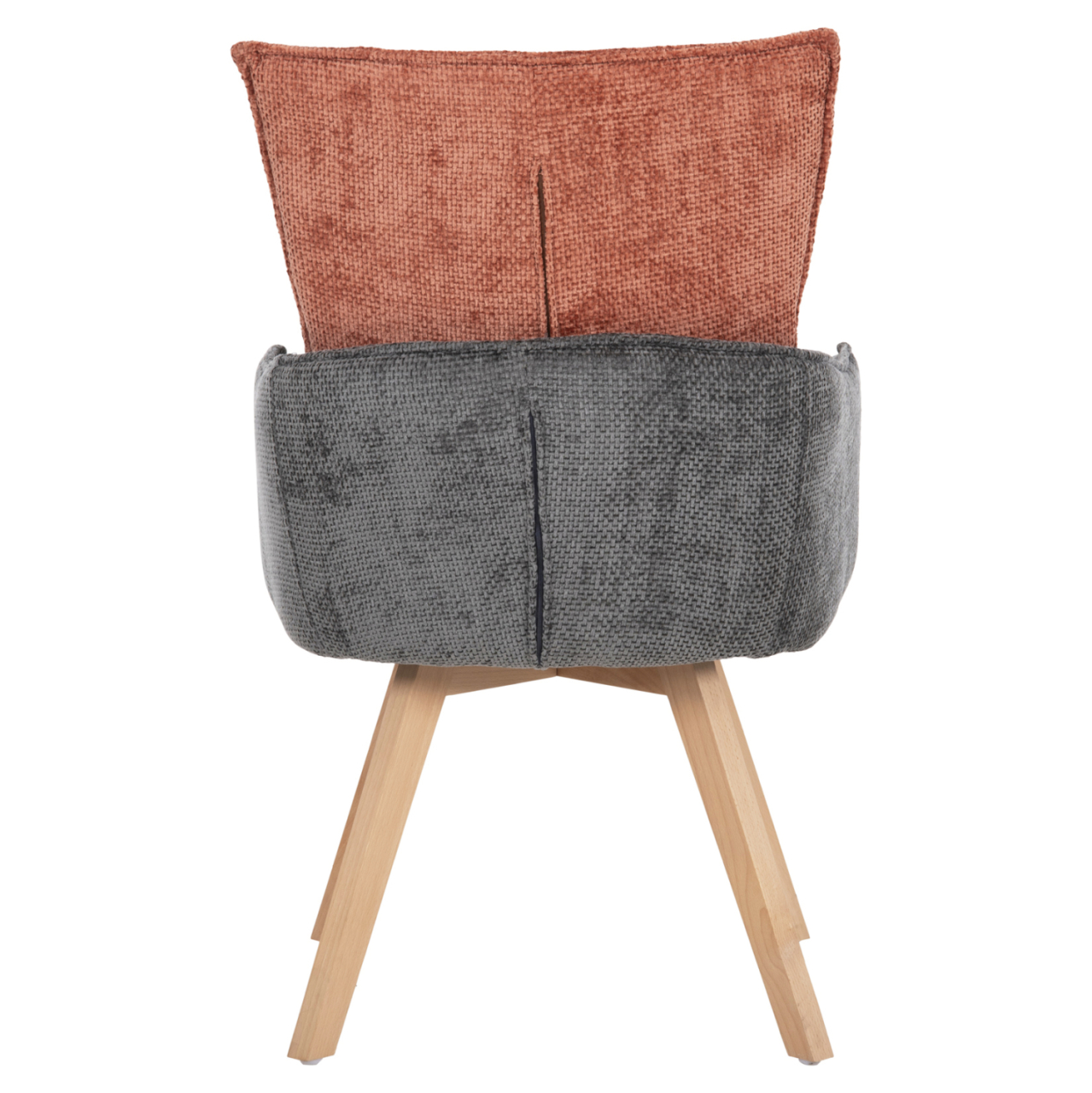 DINING ARMCHAIR REX HM9847.06 BRICK RED-GREY FABRIC-BEECH WOOD LEGS 53x60x93Hcm. [6]