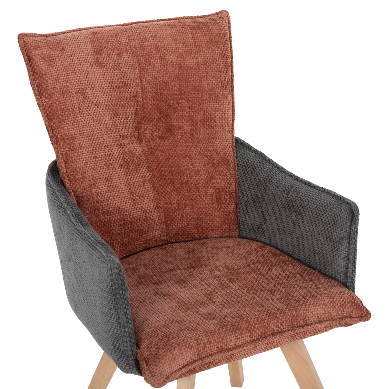 DINING ARMCHAIR REX HM9847.06 BRICK RED-GREY FABRIC-BEECH WOOD LEGS 53x60x93Hcm. [7]