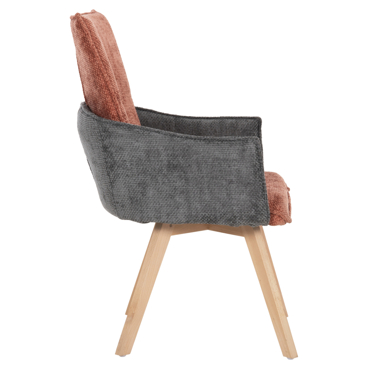 DINING ARMCHAIR REX HM9847.06 BRICK RED-GREY FABRIC-BEECH WOOD LEGS 53x60x93Hcm. [4]