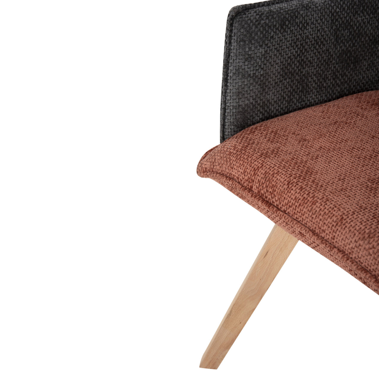DINING ARMCHAIR REX HM9847.06 BRICK RED-GREY FABRIC-BEECH WOOD LEGS 53x60x93Hcm. [9]