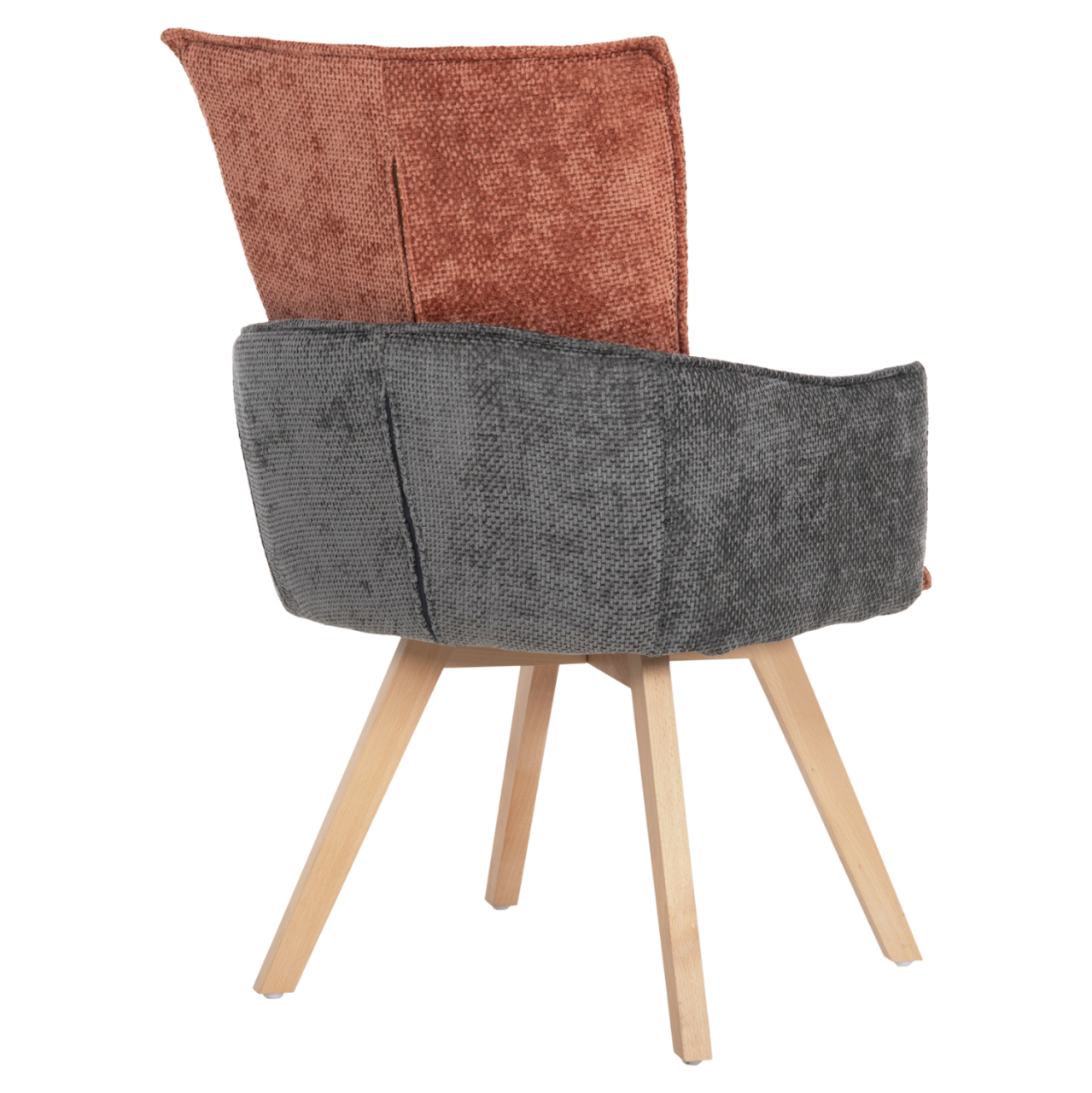 DINING ARMCHAIR REX HM9847.06 BRICK RED-GREY FABRIC-BEECH WOOD LEGS 53x60x93Hcm. [5]