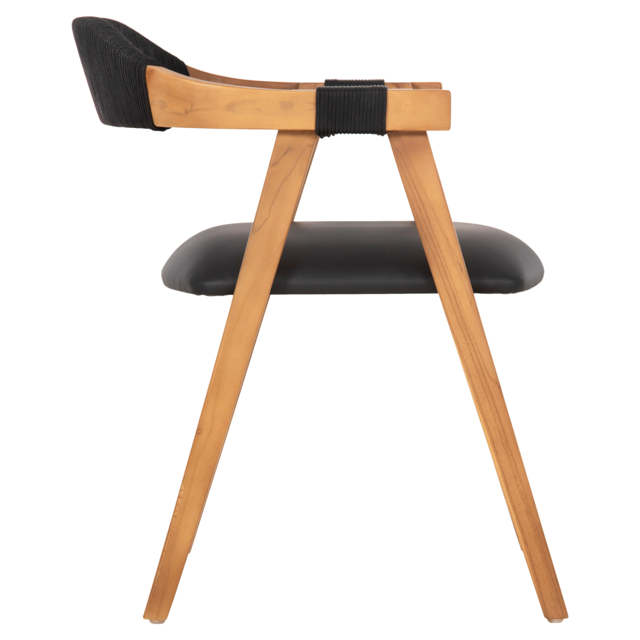 DINING ARMCHAIR RIMINI HM9867.02 TEAK WOOD IN NATURAL-BLACK ROPE and PU SEAT 60x61x76Hcm. [4]