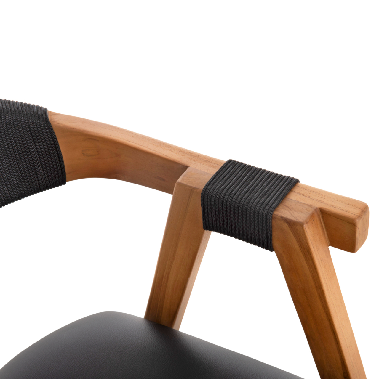 DINING ARMCHAIR RIMINI HM9867.02 TEAK WOOD IN NATURAL-BLACK ROPE and PU SEAT 60x61x76Hcm. [8]