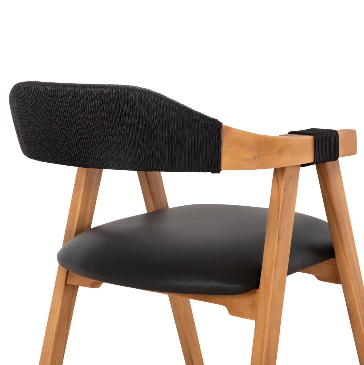 DINING ARMCHAIR RIMINI HM9867.02 TEAK WOOD IN NATURAL-BLACK ROPE and PU SEAT 60x61x76Hcm. [9]