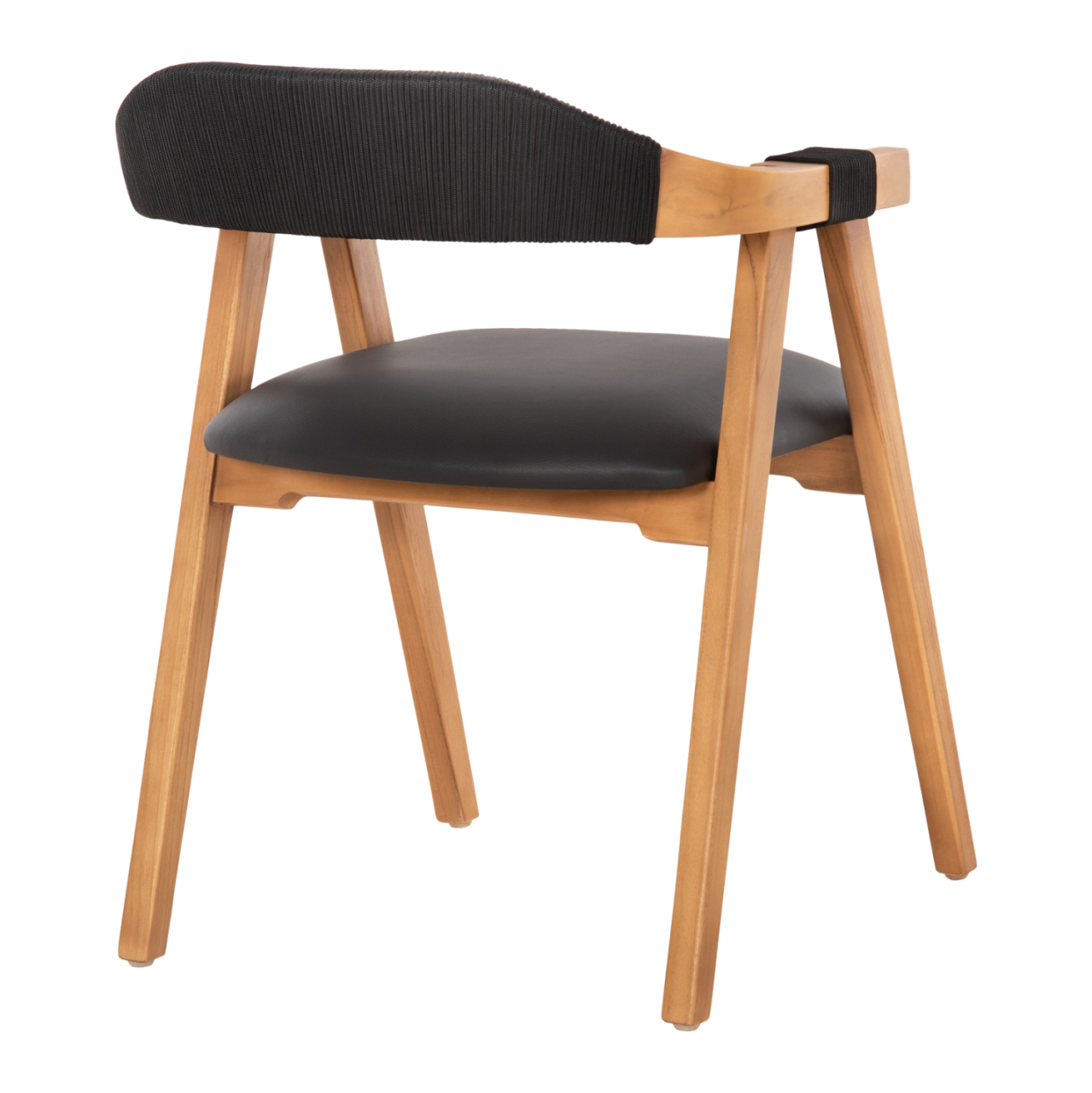 DINING ARMCHAIR RIMINI HM9867.02 TEAK WOOD IN NATURAL-BLACK ROPE and PU SEAT 60x61x76Hcm. [5]