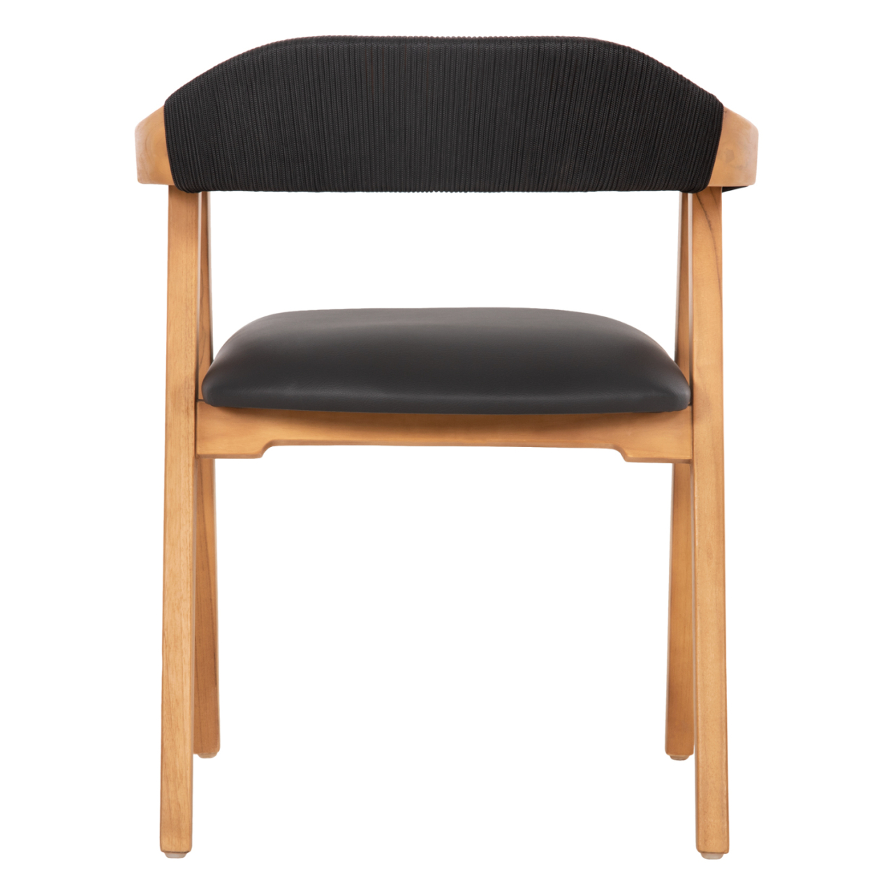 DINING ARMCHAIR RIMINI HM9867.02 TEAK WOOD IN NATURAL-BLACK ROPE and PU SEAT 60x61x76Hcm. [6]