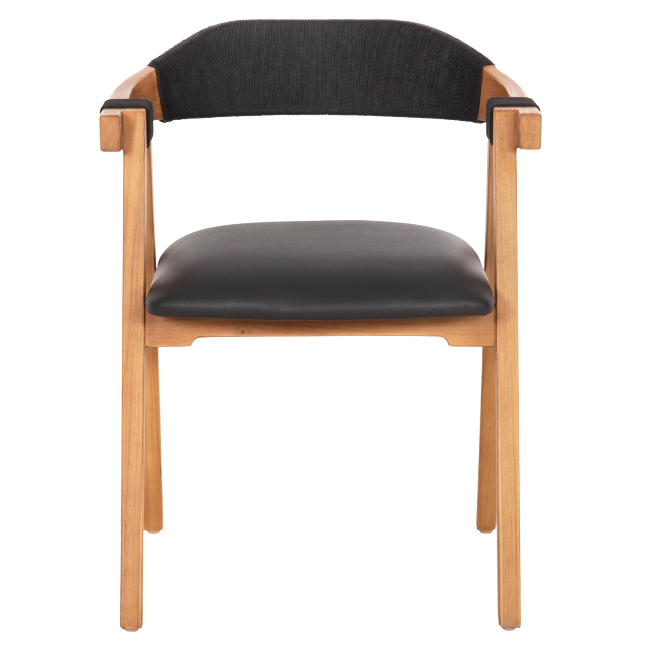 DINING ARMCHAIR RIMINI HM9867.02 TEAK WOOD IN NATURAL-BLACK ROPE and PU SEAT 60x61x76Hcm. [3]