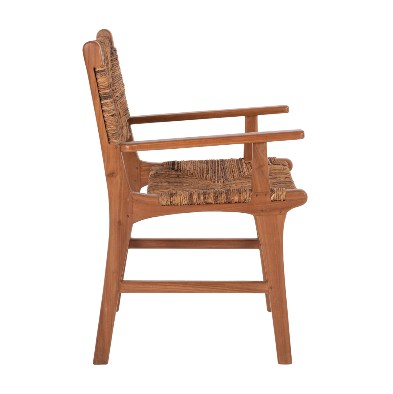DINING ARMCHAIR TEAK WOOD and RUSH MATTING WALNUT-BEIGE HM9400.01 54x58x86,5 cm. [4]